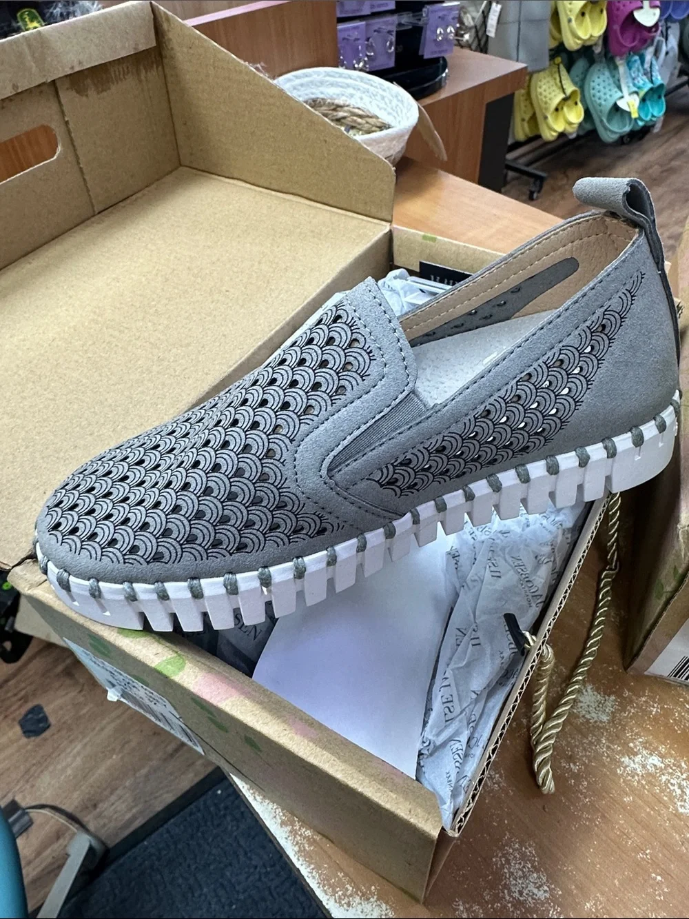 Ilse Jacobsen Grey Patterned Slip-On Loafers